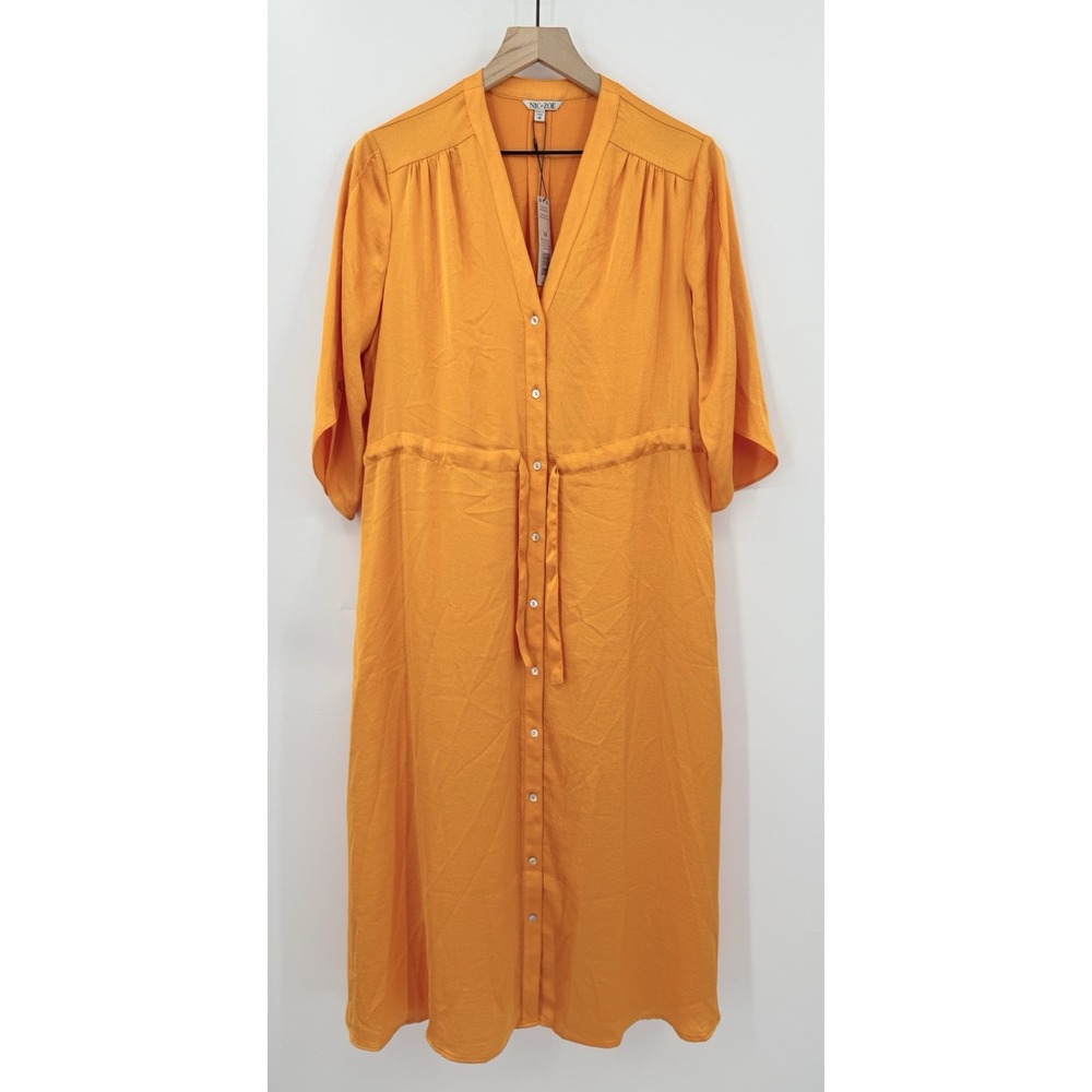 NIC+ZOE Dress Womens Medium Orange Midi‎ Fall Colorful Button Front NEW
